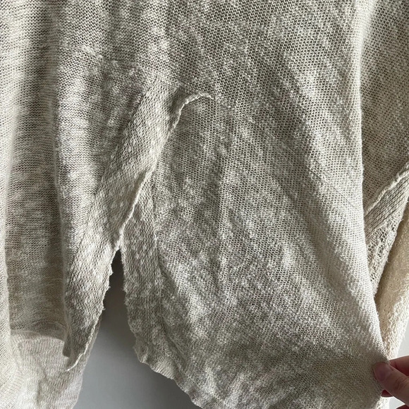 Free People | Oversized Boho Neutral Oatmeal Cardigan Sweater Asymmetrical Hem - Picture 7 of 7